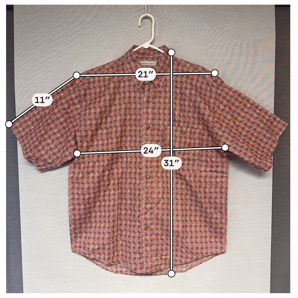 Vtg NOS Bugle Boy Mens 90s Geometric Print Short Sleeve Shirt Sz Large Boxy Red - Picture 8 of 8